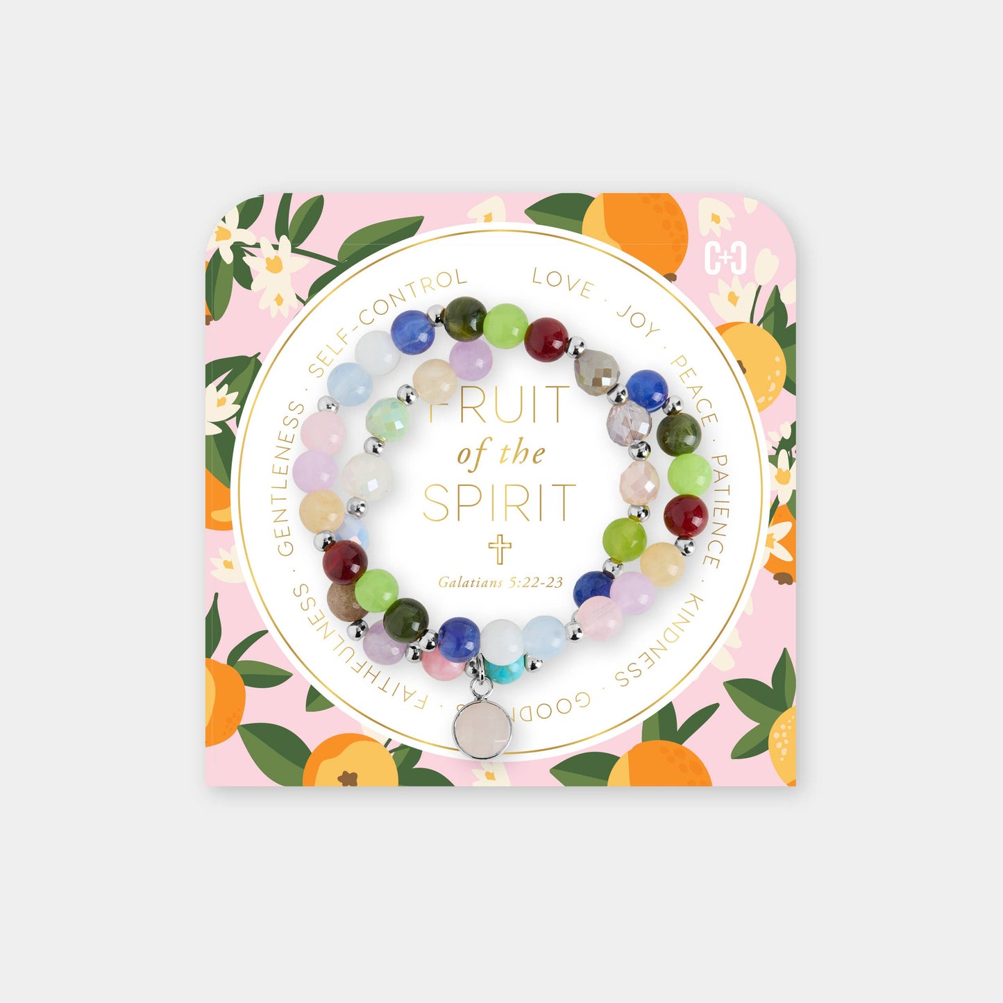 Fruit of the Spirit Wrapped Bracelet: Silver / Stretch