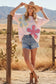 WASHED FLORAL PATCHWORK OVERSIZED TEE: DUSTY BLUE