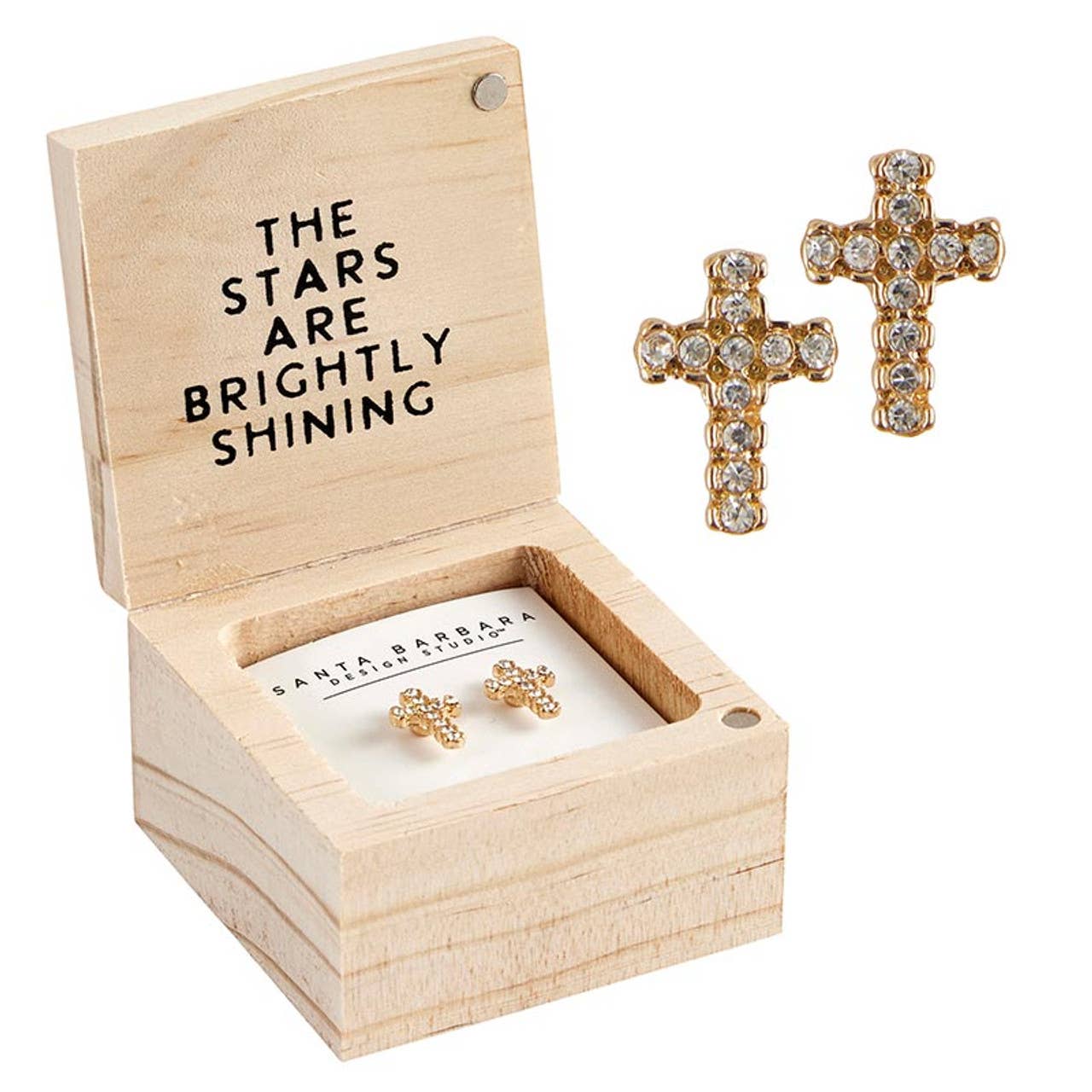 Treasure Box Earrings - O Holy Night: Wipe Clean with Dry Cloth / Pinewood, Glass, Zinc Alloy, Paper