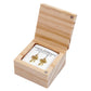 Treasure Box Bow Earring - Bows: Pine Wood, Zinc Alloy, Glass / 0.35 W x 1.2 H, Box: 2 SQ x 1.25 H