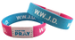 Tap To Pray Wristbands - Tap W/Phone For Daily Verse/Prayer: Medium / WWJD Pink / Blue