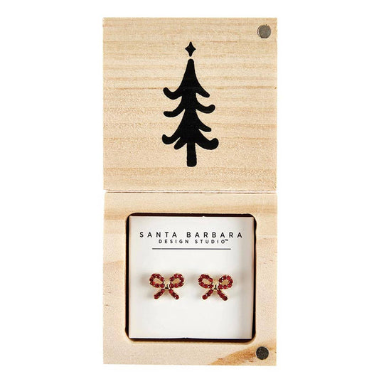 Treasure Box Earrings - Winter Wonderland: Wipe Clean with Dry Cloth / Pinewood, Glass, Zinc Alloy, Paper