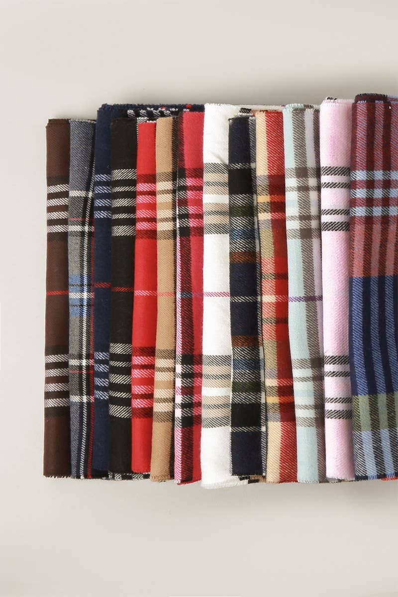 Giant Check Cashmere Feel Muffler Scarf: 07-2/LT.BROWN / One Size