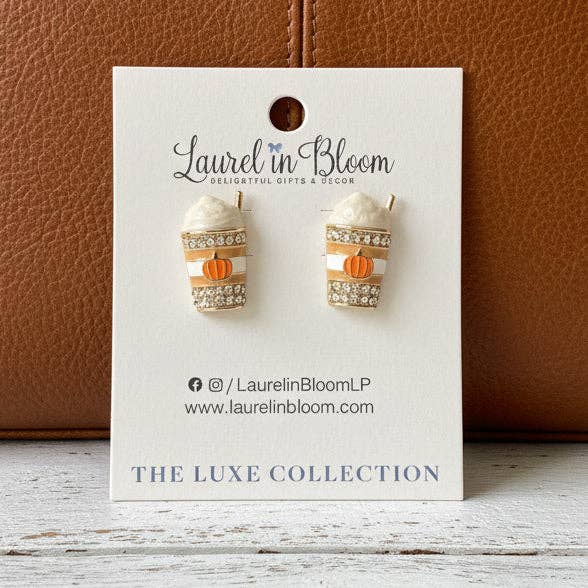 Pumpkin Sparkle Latte Stud Earrings
