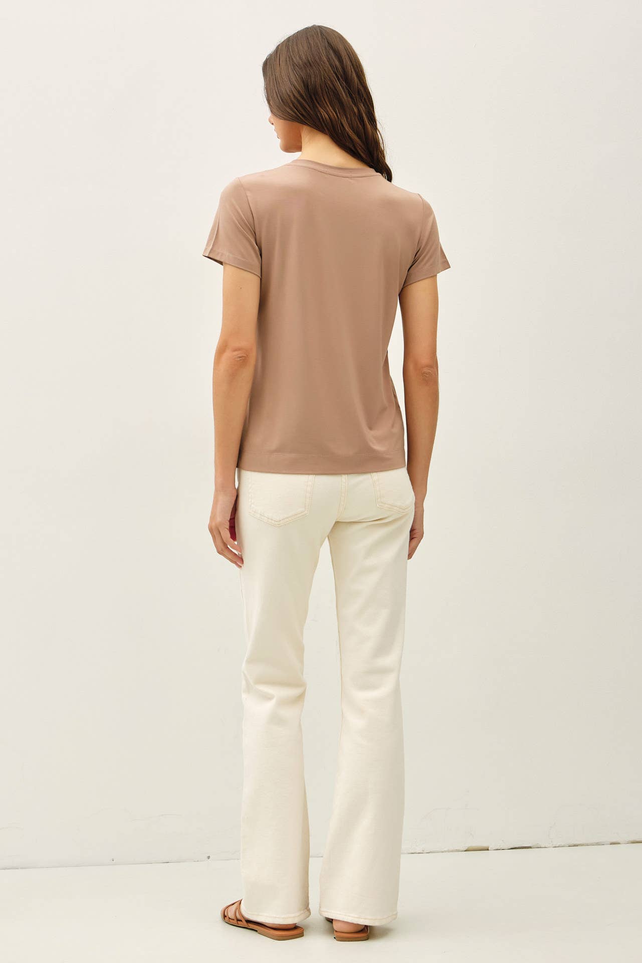 BAMBOO/MODAL BASIC ROUND NECK T-SHIRT: NATURAL