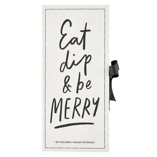 Gold Holiday Dip Bowls Book Box - Eat, Dip & Be Merry: Hand Wash Only / Ceramic