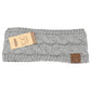 Solid Cable Knit CC Head Wrap HW20: Lt. Melange Grey