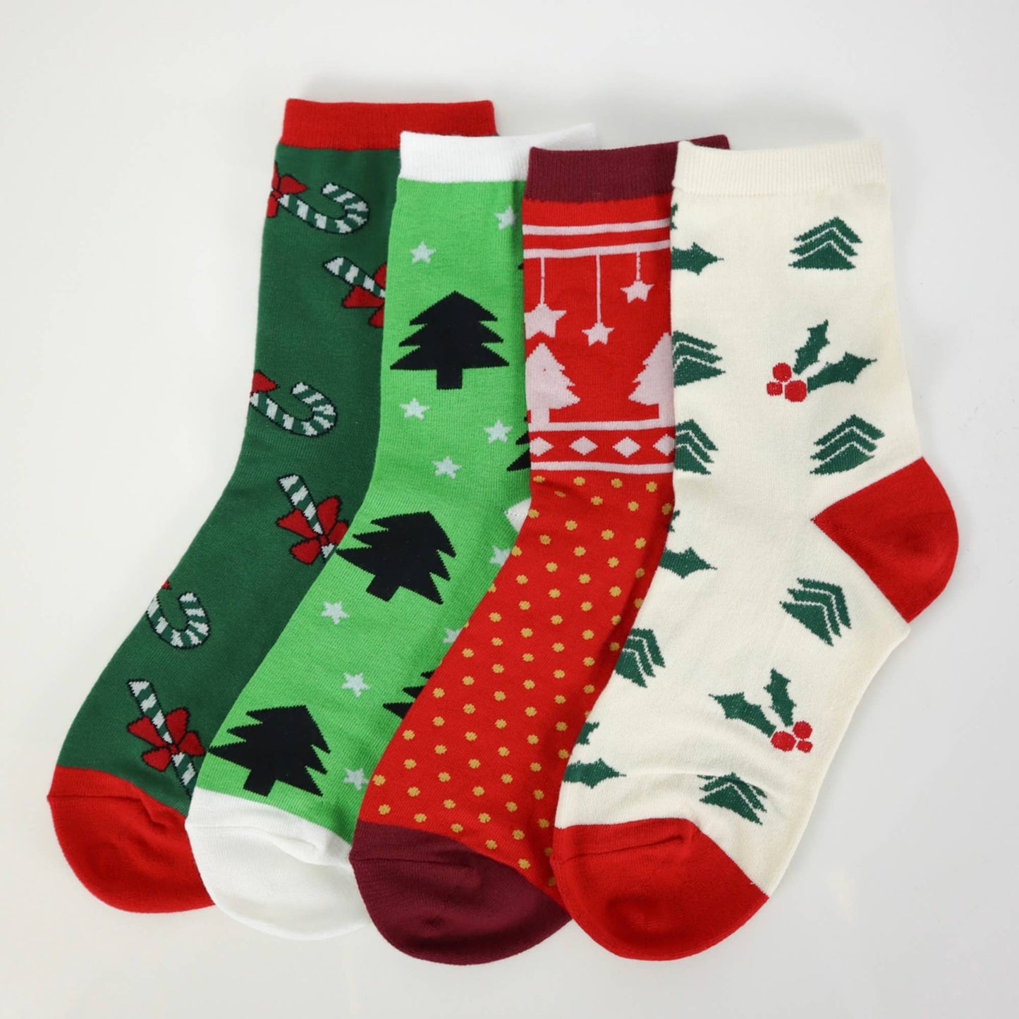 Women's Christmas Warm Winter Crew Socks - Tree Farm: Green