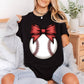 Baseball with Bow | DTF Transfer Ready to Press | Cute Sports DIY Heat Transfer: Universal Color Design / 11inch