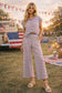 4th of July Americana Ribbed Striped Lounge Set: RED/BLUE/WHITE