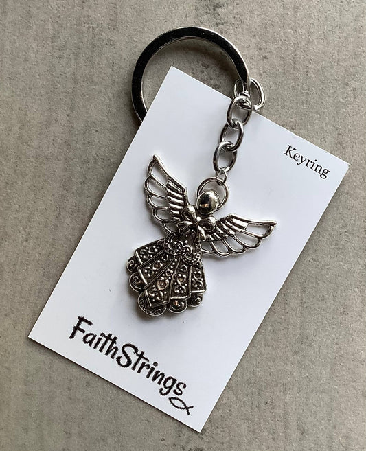 Angel Keyring Keychain Christian Metal Gift Faith Christmas