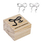 Treasure Box Bow Earring - Darling Daughter: Pine Wood, Zinc Alloy, Glass / 0.5 W x 0.5 H, Box: 2 SQ x 1.25 H