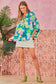 Teal Oversized Floral Tunic Top: TEAL / M/L