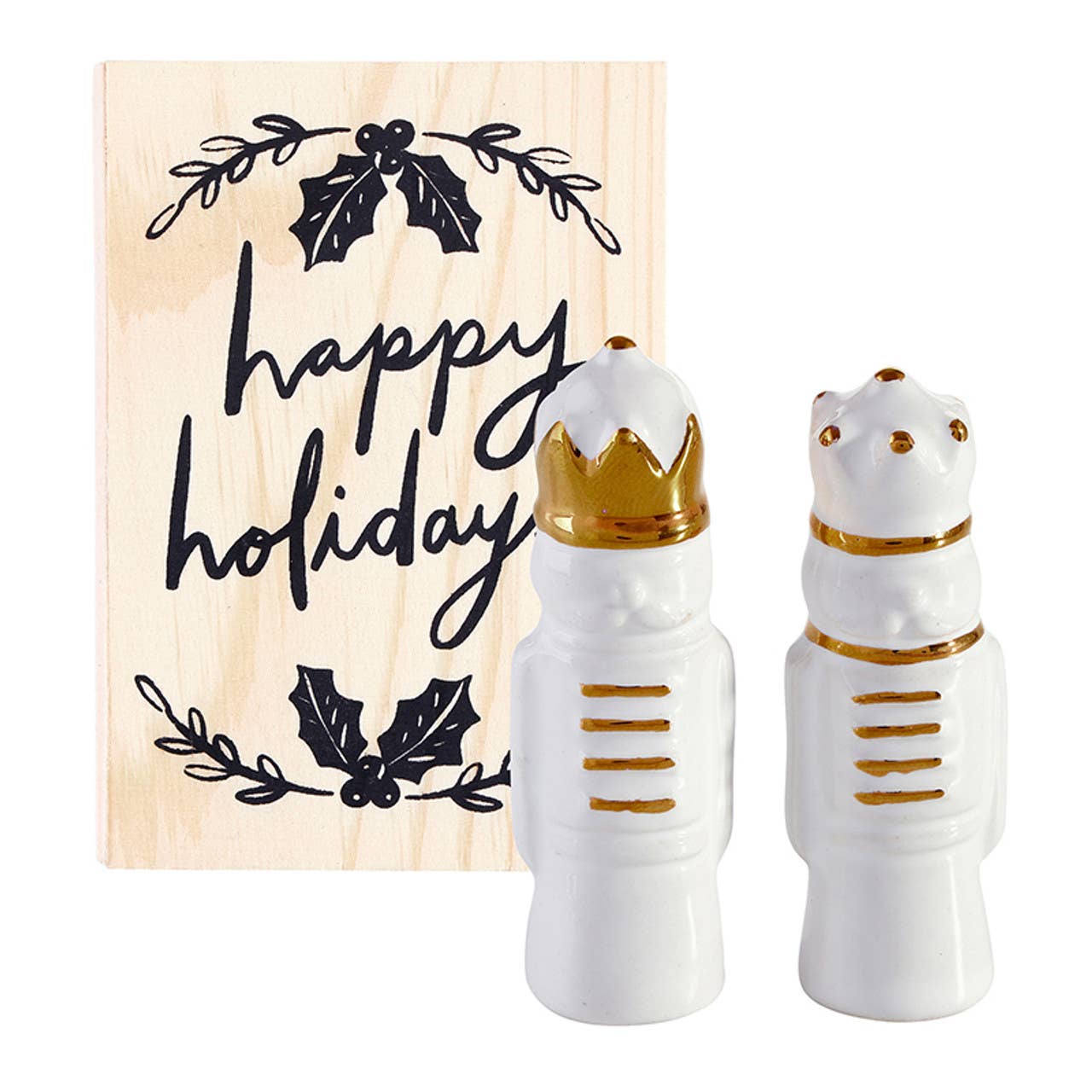 Ceramic Nutcrackers In Wood Box: Ceramic/Pine Wood / Pine Box: 3.25" H x 2.5" W x 1.75" D, Small: 2.25" H, Medium: 2.75" H