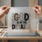 God Is In The Details | DTF Transfer Ready to Press | Trendy Faith DIY Heat Transfer: Dark Color Design / 3inch