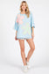 WASHED FLORAL PATCHWORK OVERSIZED TEE: DUSTY BLUE