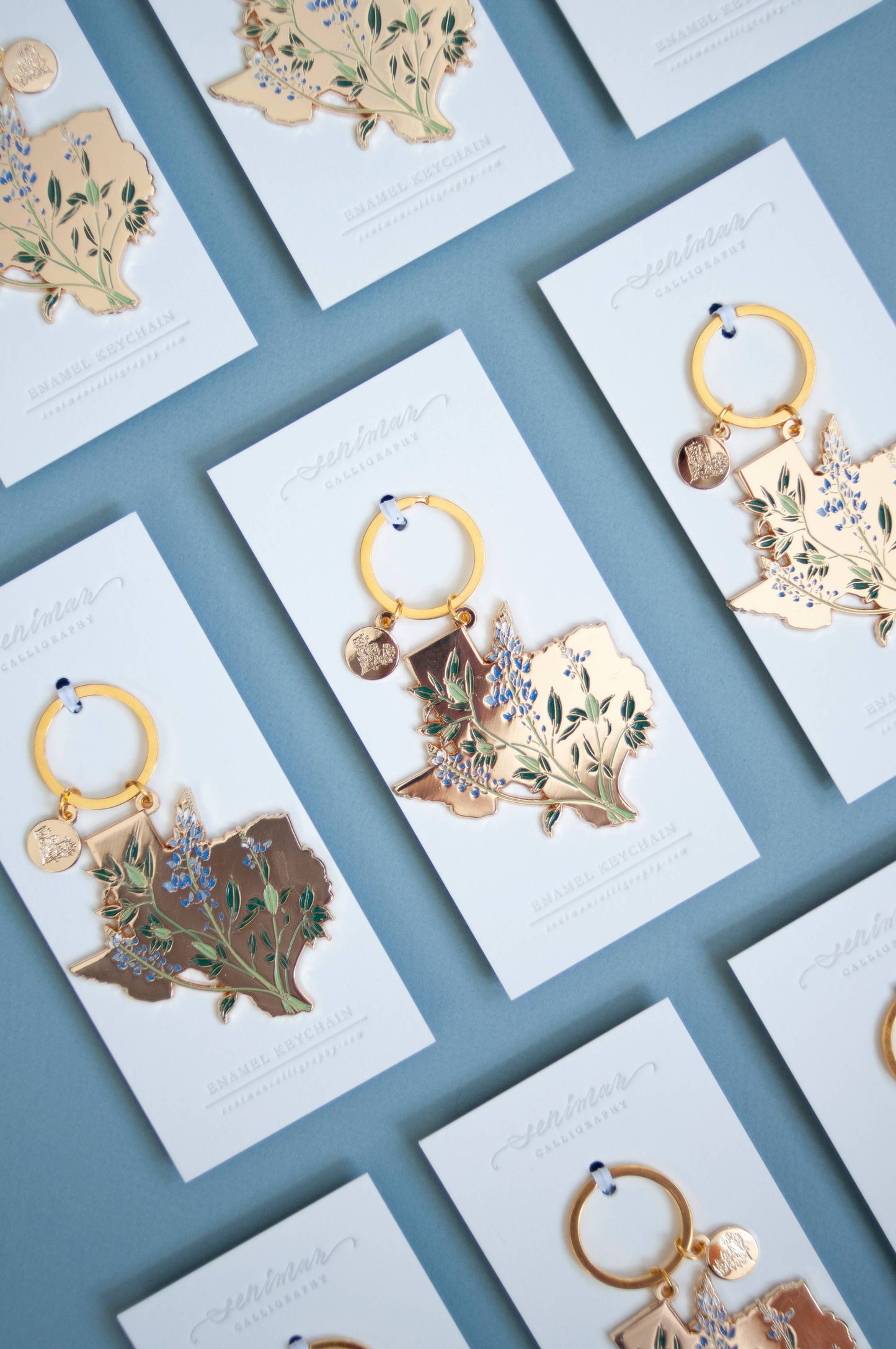 Gold Texas Bluebonnet Soft Enamel Keychain