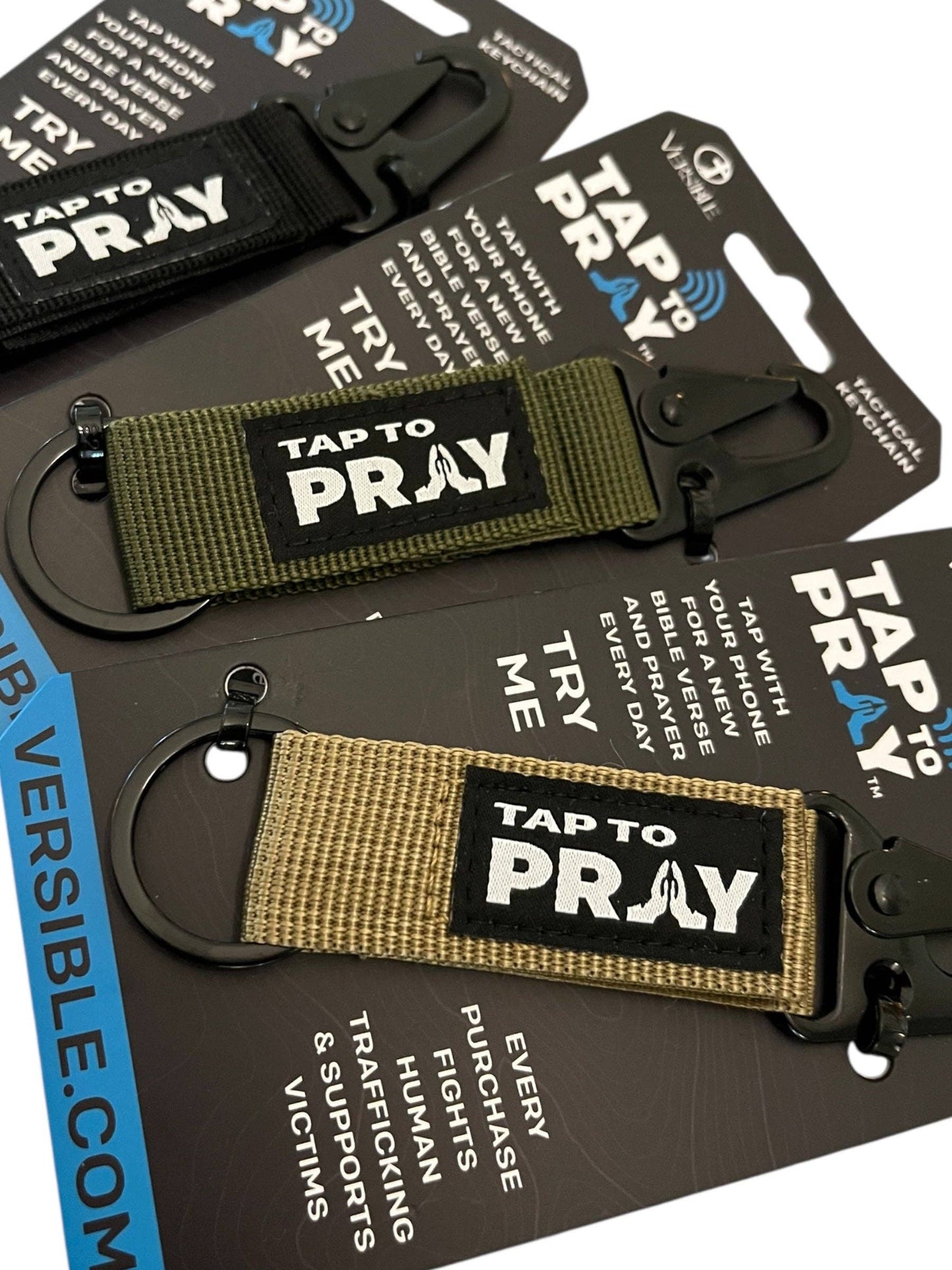 Tap To Pray™ - Tactical Carabiner Keychain: Green