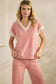 Corduroy Modal Short Sleeve Top and Pant Set: Dusty Rose