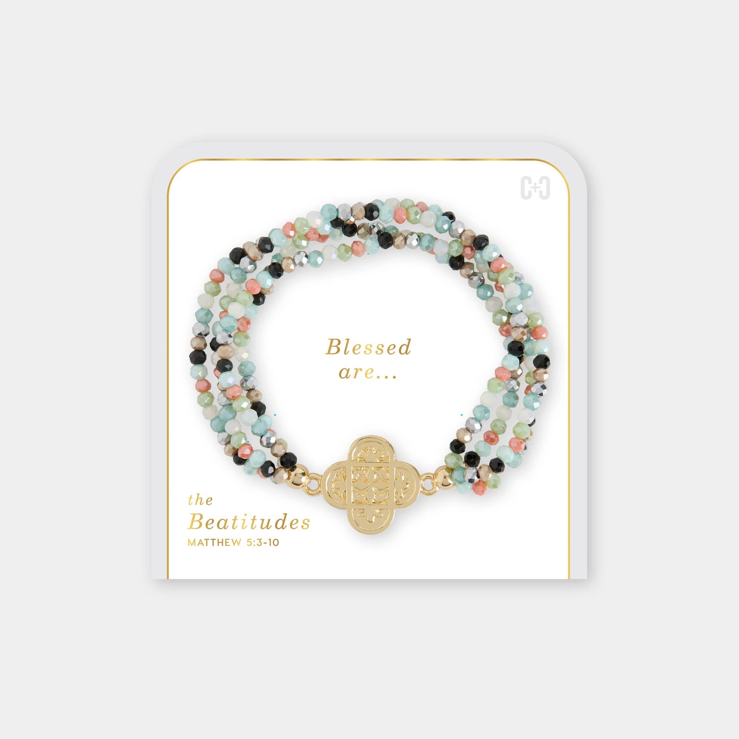 Beatitudes Gather Cross Bracelet: Silver / Stretch