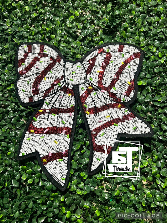 Sequin Christmas Tree Cake Bow....Patches Only: Sequin Christmas Tree Cake Bow