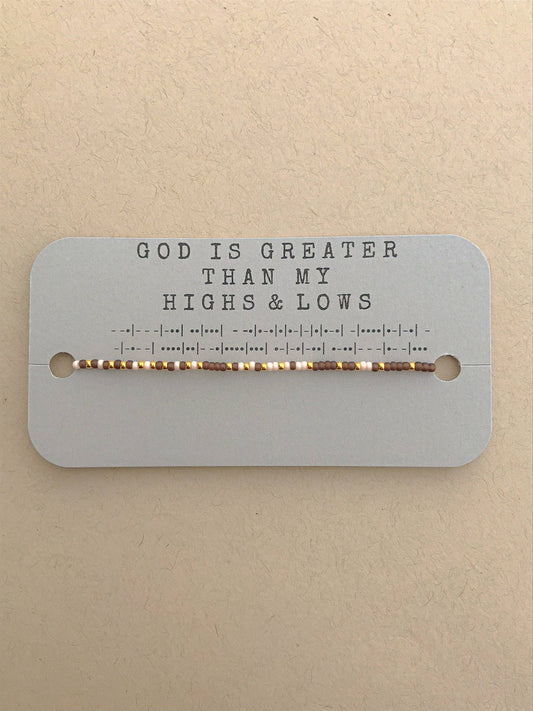 God is Greater Than My Highs and Lows Morse Code Bracelet: Large