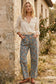 Mineral Washed Floral Denim Barrel Pants: DK DENIM