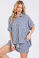 MINI CHECKER BUTTON DOWN TOP AND SHORTS SETS: NAVY
