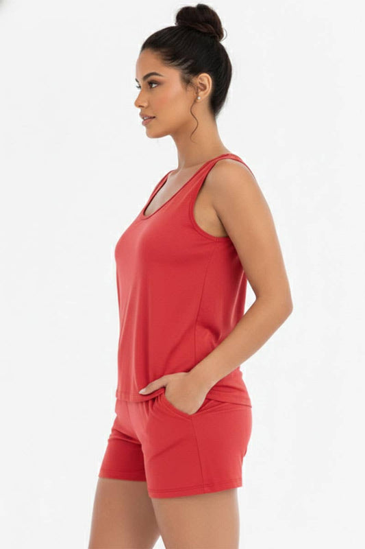 Comfy Tank Top & Shorts Set: Red