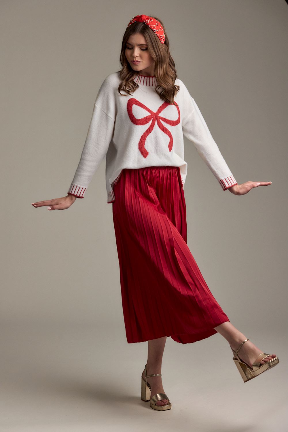 Cream and Red Bow Sweater