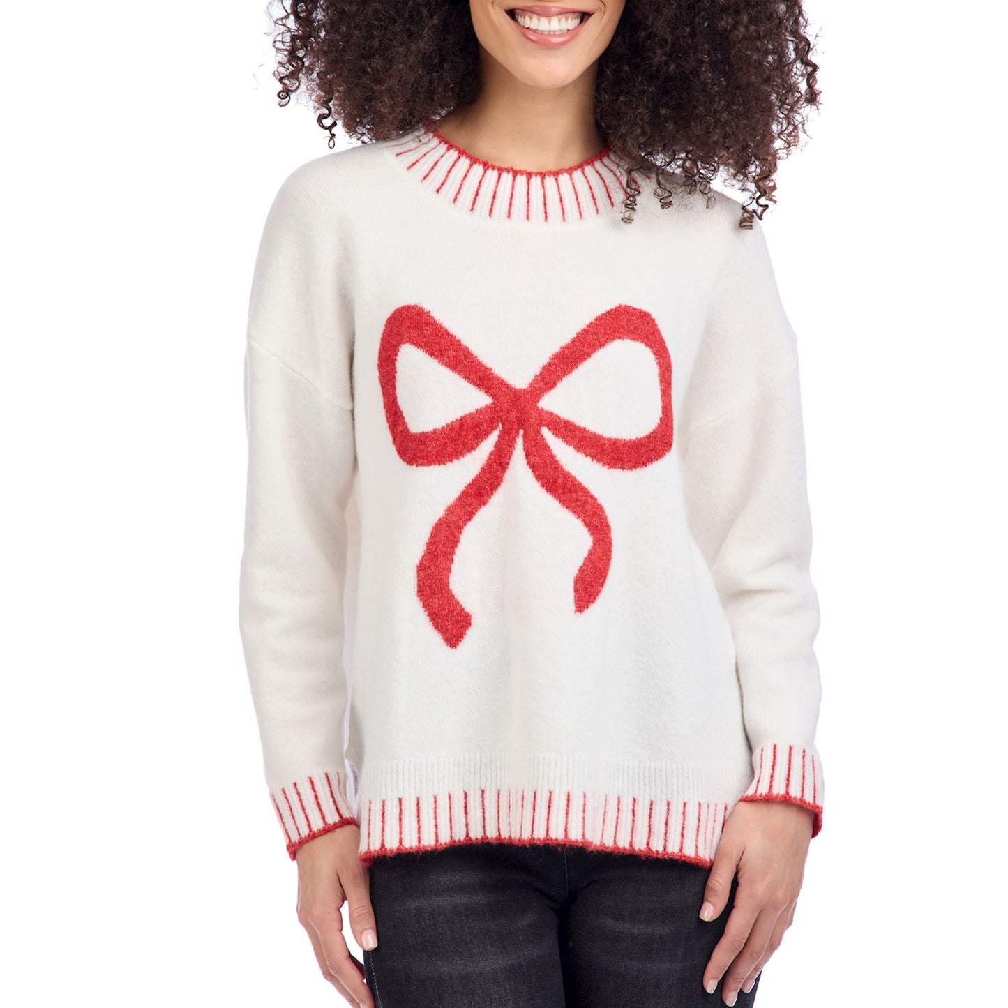 Cream and Red Bow Sweater