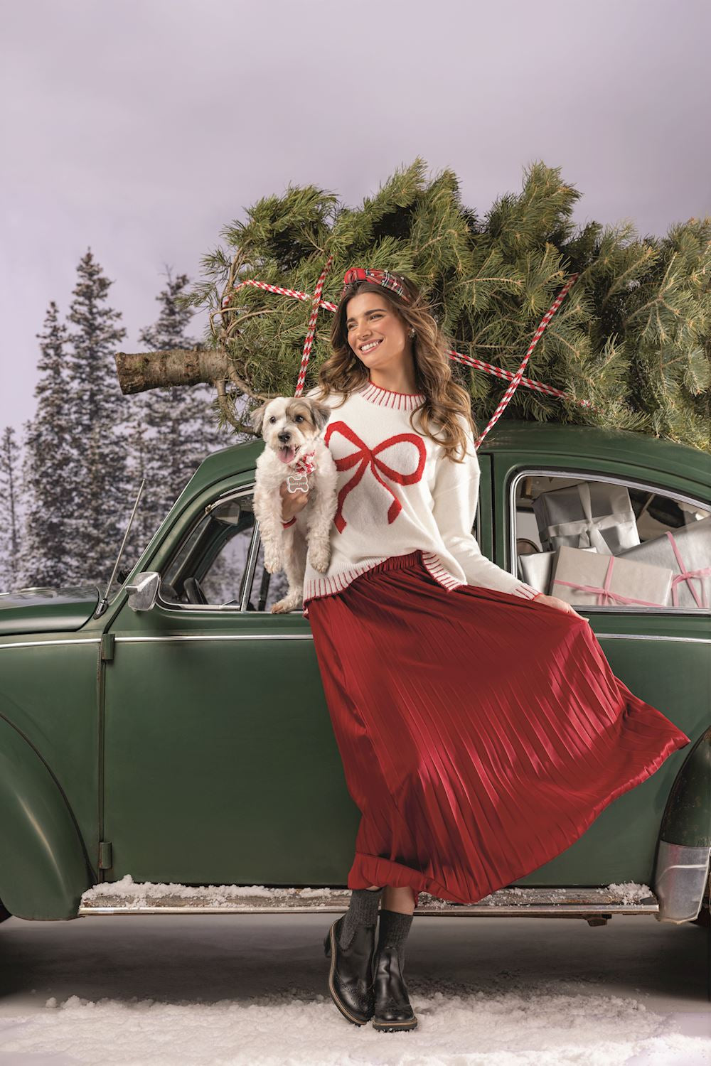 Cream and Red Bow Sweater