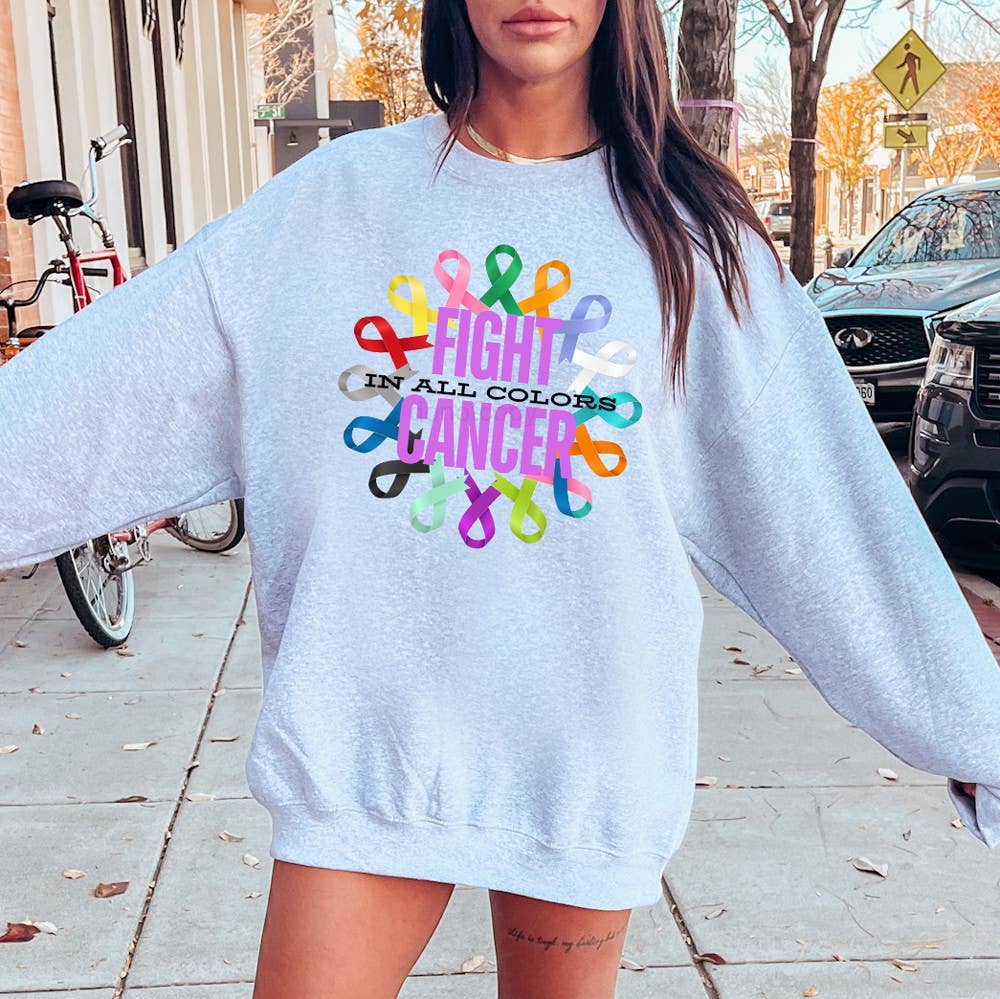 Fight Cancer In All Colors Circle Ribbons DTF Heat Transfer: Adult