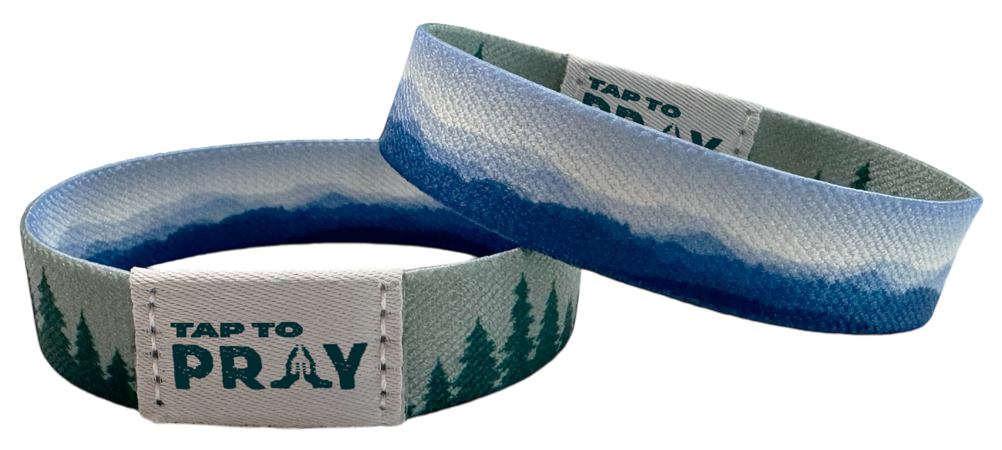 Tap To Pray Wristbands - Tap W/Phone For Daily Verse/Prayer: Large / River Rock Camo Class / Sage