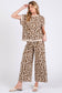 LEOPARD PRINT SCUBA TOP AND PANTS SETS: BROWN MULTI /