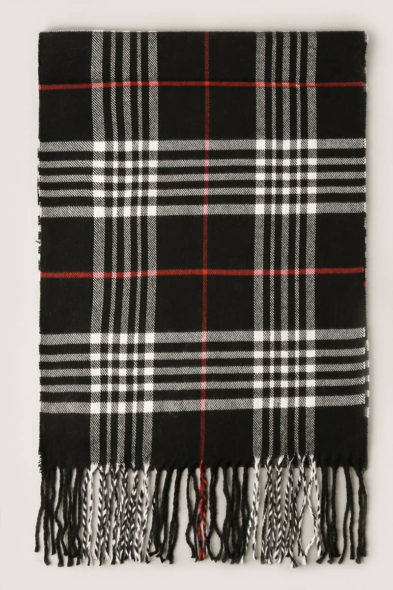 Giant Check Cashmere Feel Muffler Scarf: 07-2/LT.BROWN / One Size