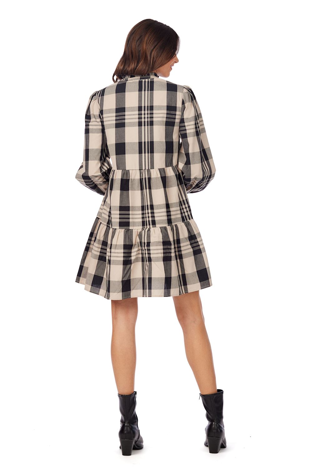 Mud Pie Tan Plaid Dress