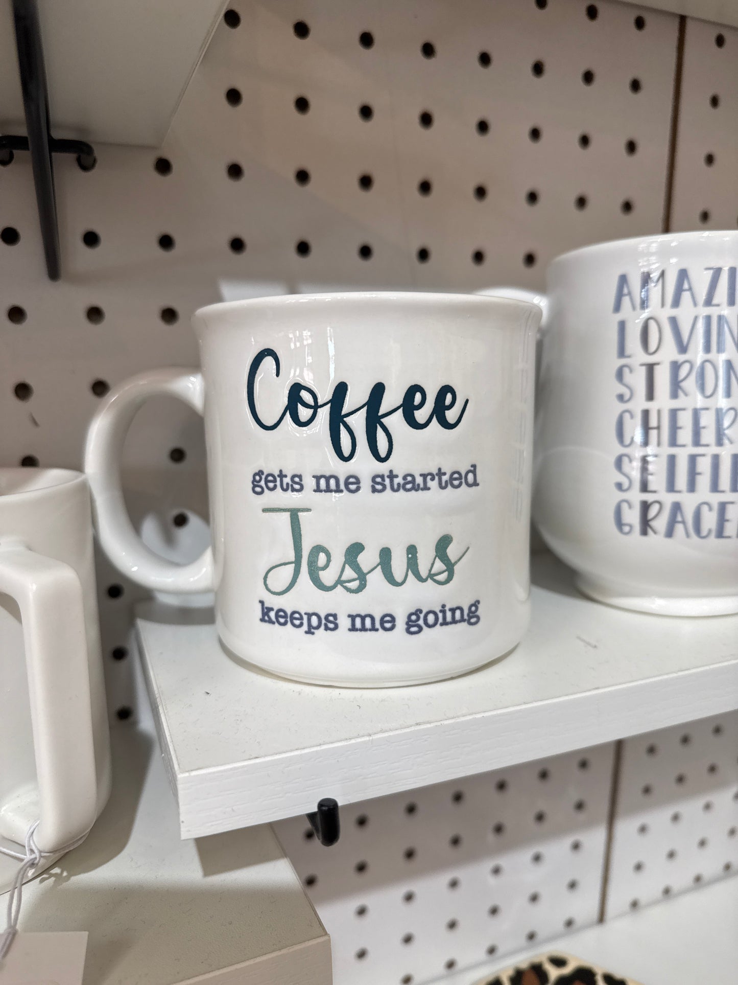 Coffee gets me started Jesus keeps me going