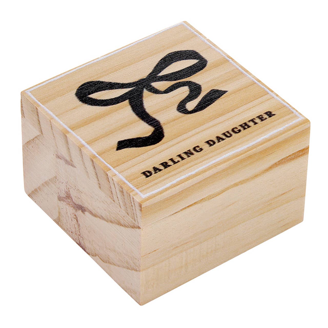 Treasure Box Bow Earring - Darling Daughter: Pine Wood, Zinc Alloy, Glass / 0.5 W x 0.5 H, Box: 2 SQ x 1.25 H