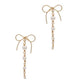 Dainty Bow & Pearl Chain Dangle Earrings: Silver