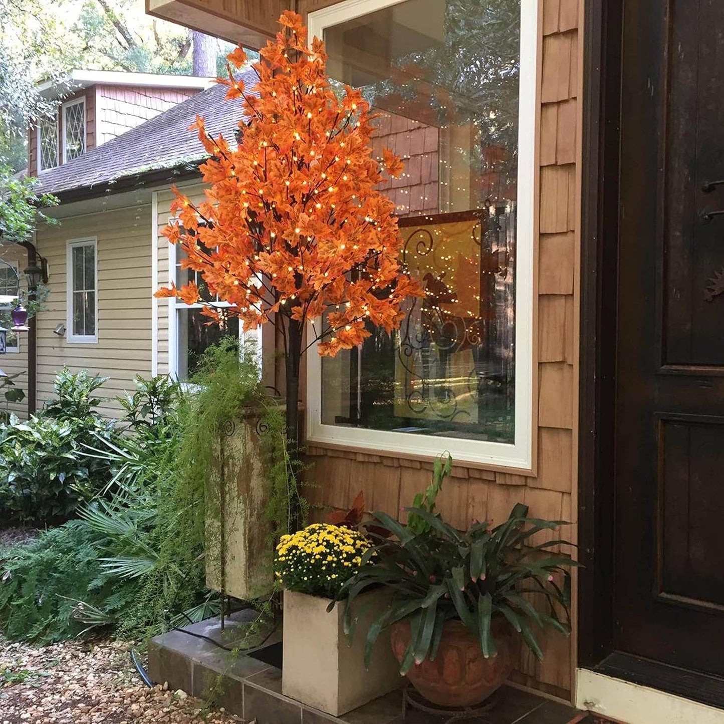 Fall Maple Tree, Warm White LEDs, Indoor/Outdoor Autumn Decoration: 6-Foot