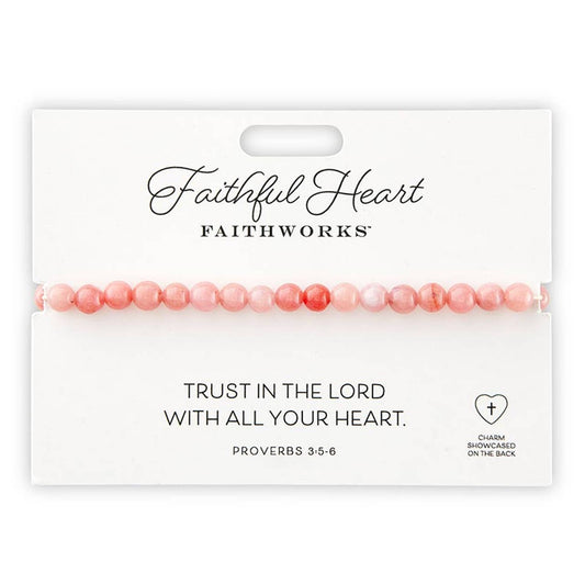 Stone Bracelet - Faithful Heart - Pink: Wipe Clean with Damp Cloth / Gold Plated/Stone / 7" L