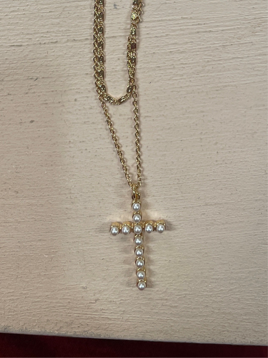 Royal Standard Pearl Cross necklace