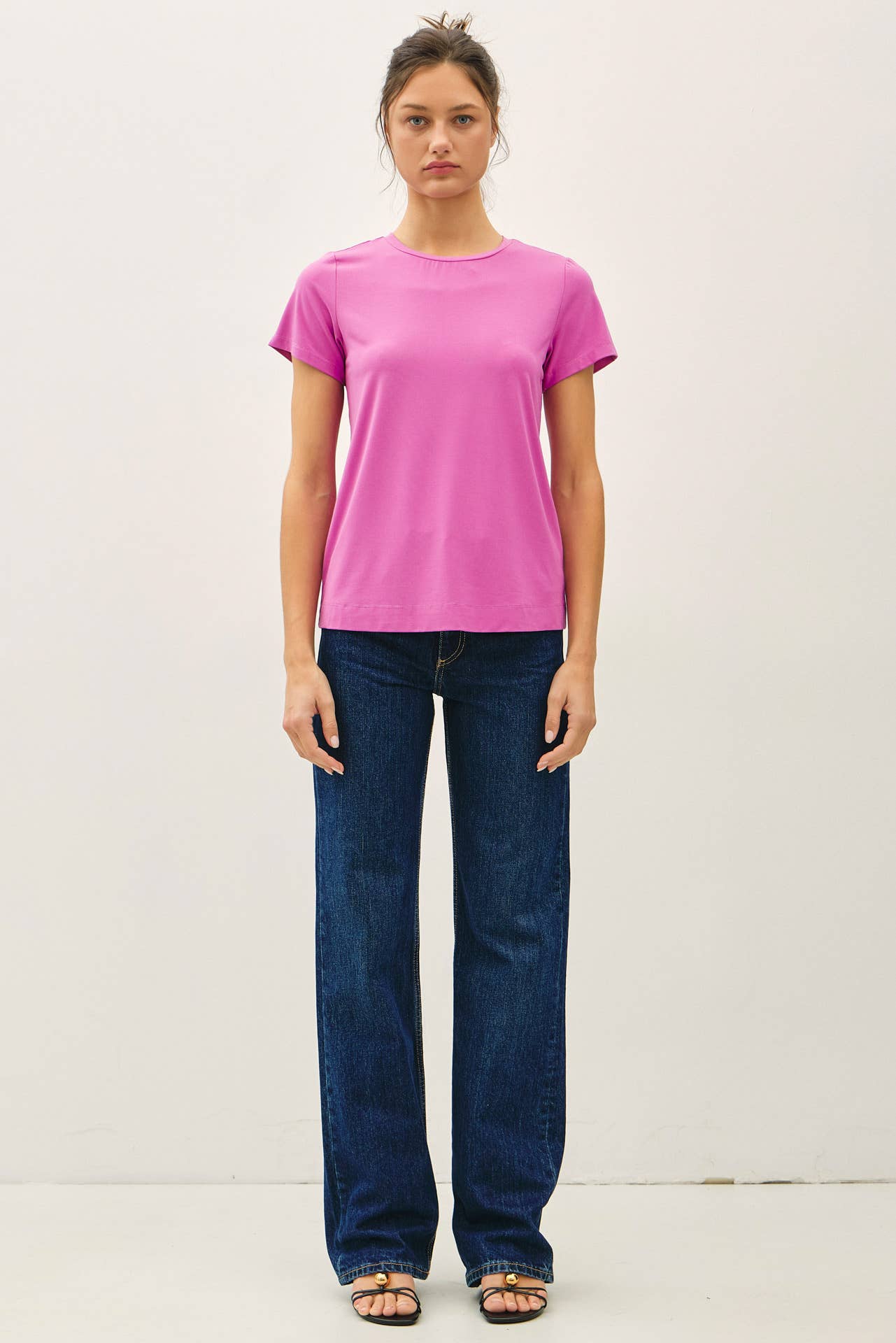 BAMBOO/MODAL BASIC ROUND NECK T-SHIRT: NATURAL