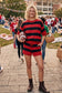 Gameday Stripe Lightweight Sweater Lounge Set: RED/WHITE