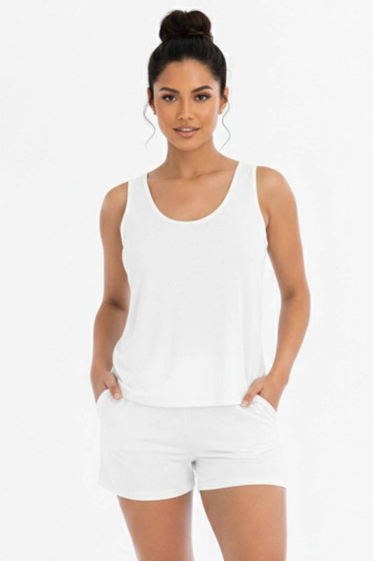Comfy Tank Top & Shorts Set: White