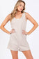 TEXTURED KNIT OVERALL ROMPER: Oatmeal