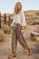 Oversized French Terry Leopard Barrel Pants: BROWN COMBO / L