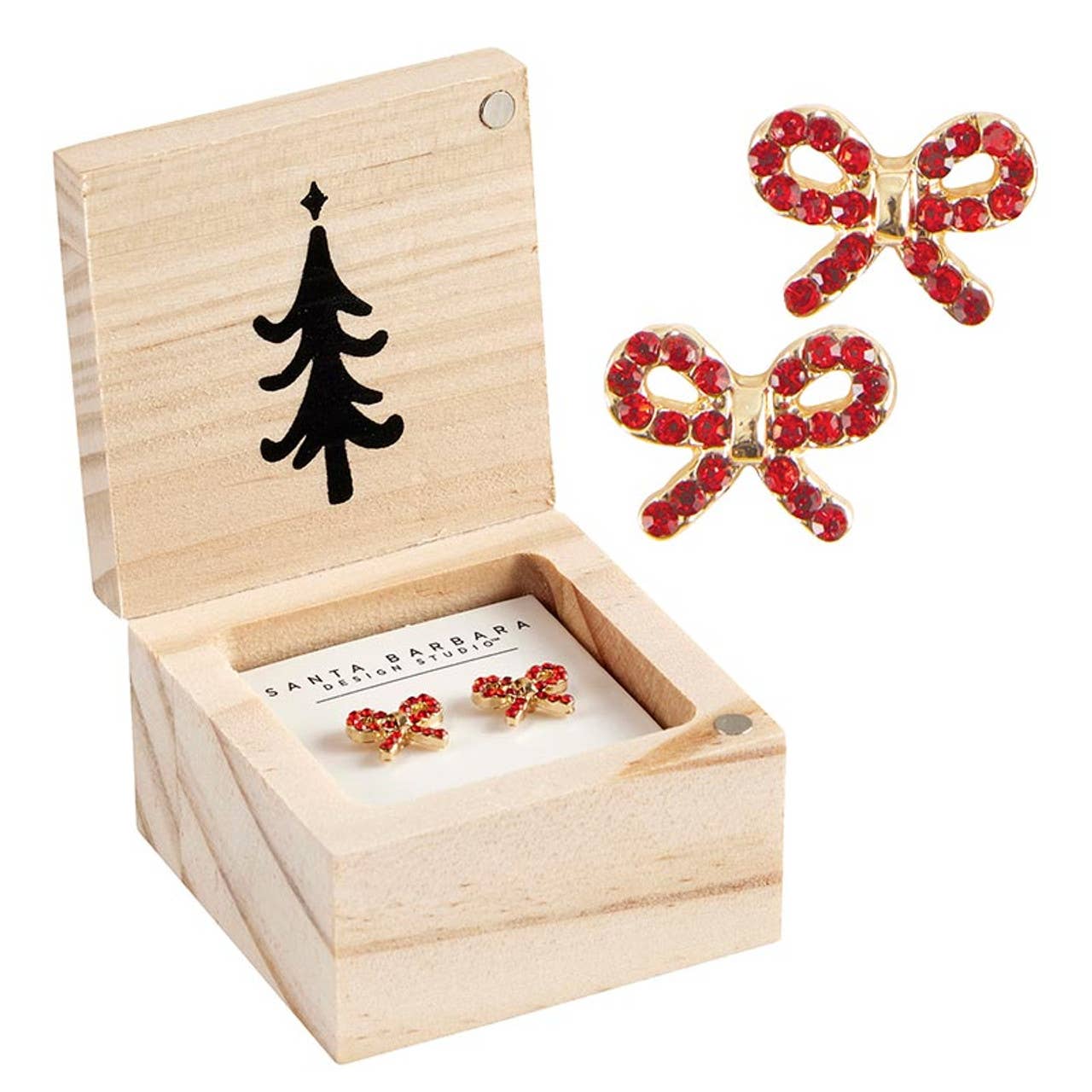 Treasure Box Earrings - Winter Wonderland: Wipe Clean with Dry Cloth / Pinewood, Glass, Zinc Alloy, Paper