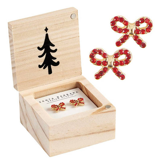 Treasure Box Earrings - Winter Wonderland: Wipe Clean with Dry Cloth / Pinewood, Glass, Zinc Alloy, Paper